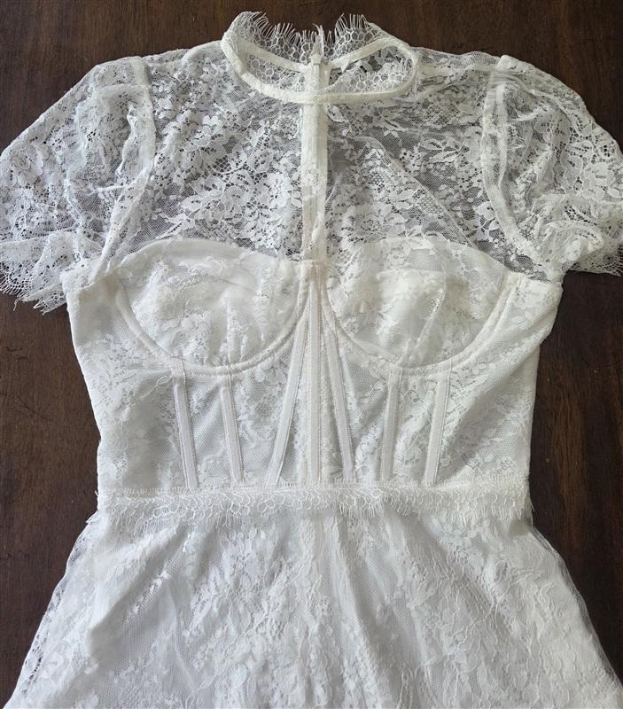 NWOTD Astr The Label White Lace Corset Mini Dress 136091