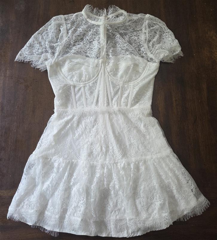 NWOTD Astr The Label White Lace Corset Mini Dress 136091