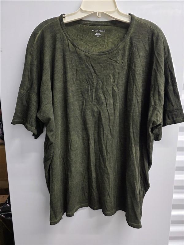 NWOT Eileen Fisher M Green Organic Cotton Crew Neck Short Sleeve T Shirt 136098