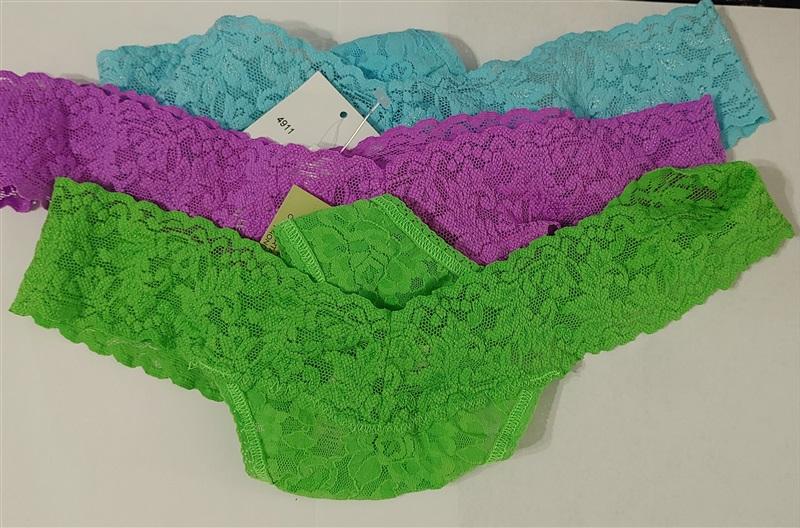 NWT Hanky Panky 3PR Purple Green Blue Signature Lace Low Rise Thong 136111
