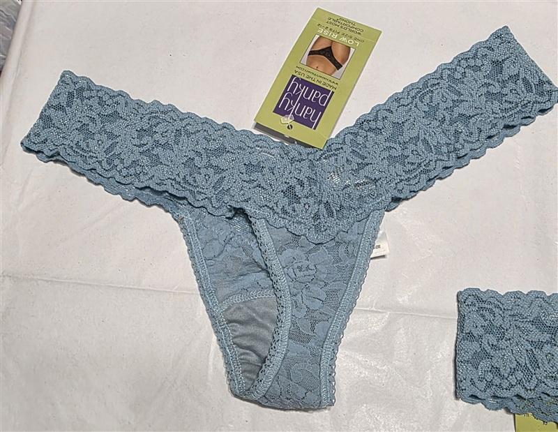 NEW Hanky Panky 4pr Blue Signature Lace Low Rise Thong Underwear 136116