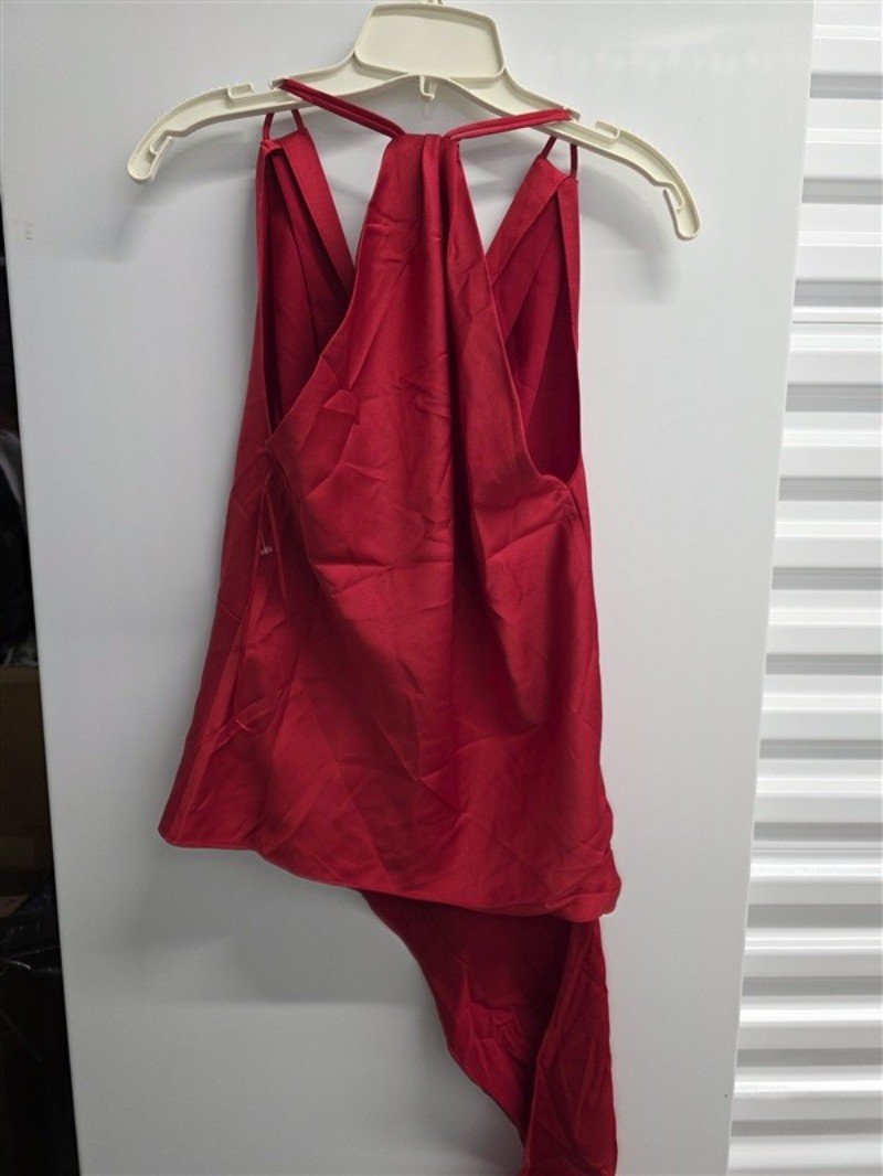 NWT Anthropologie J.O.A. XS V Neck Asymmetrical Red Sleeveless Blouse 136164