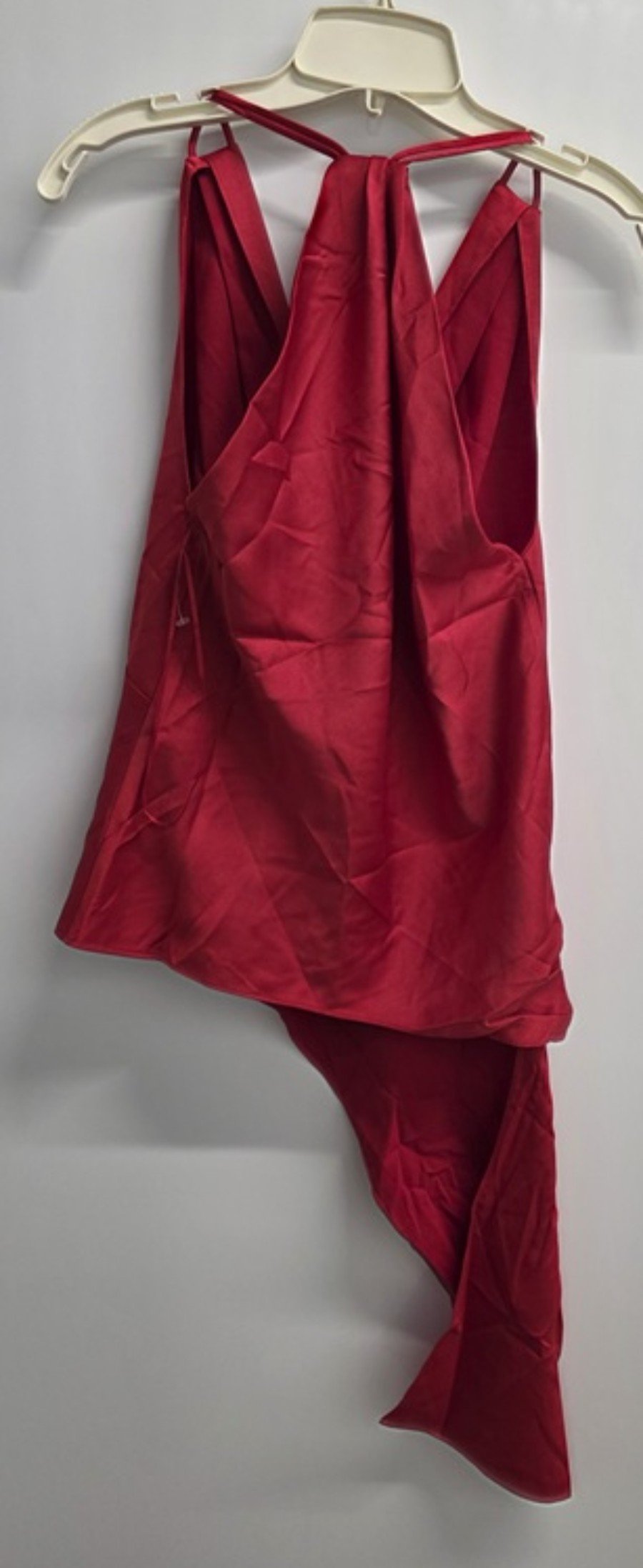 NWT Anthropologie J.O.A. XS V Neck Asymmetrical Red Sleeveless Blouse 136164