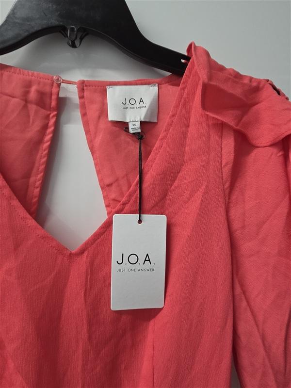 NWT Anthropologie J.O.A. Small V Neck Open V Back Ruffle Peplum Blouse 136172