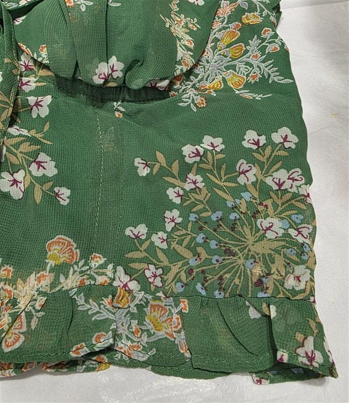 NWT Anthropologie J.O.A. S Green Floral Ruffle Spaghetti Strap Crop Top 136176