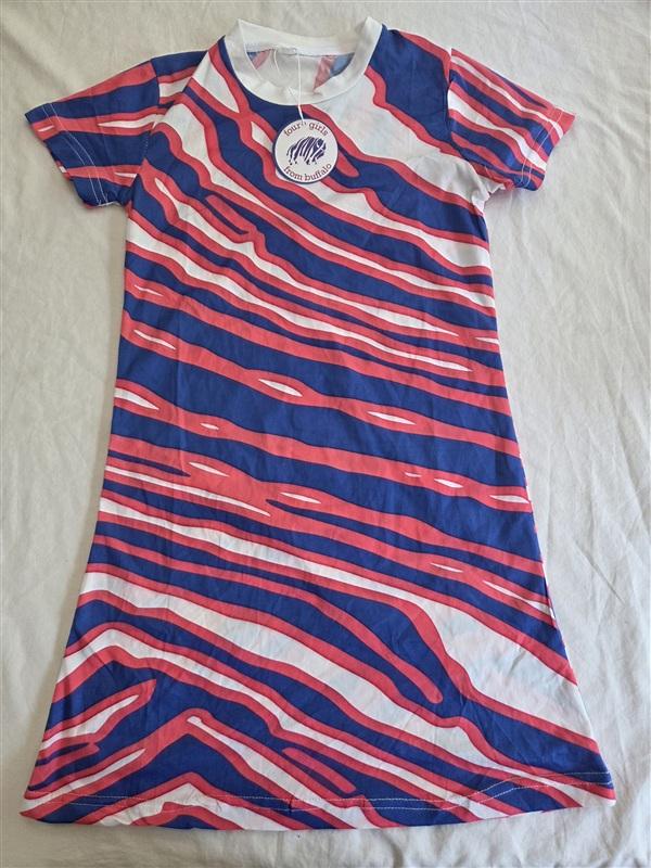 NWT Four Girls Buffalo Bills L Red Blue White Stripe Child Dress 136182
