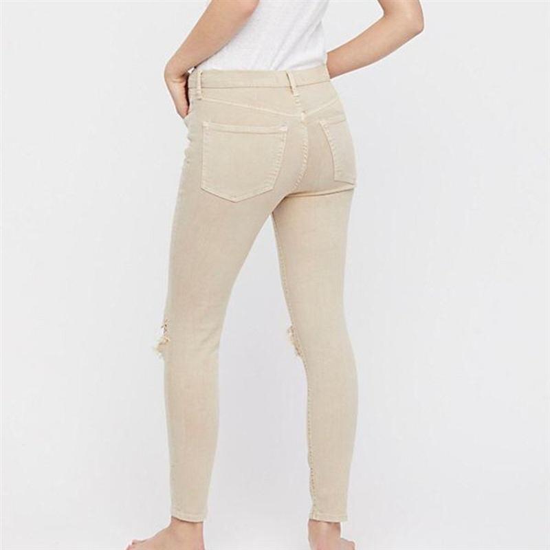NWTD FREE PEOPLE 25 High Rise Busted Distressed Khaki Skinny Jeans 136183