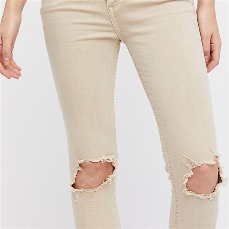 NWTD FREE PEOPLE 25 High Rise Busted Distressed Khaki Skinny Jeans 136183