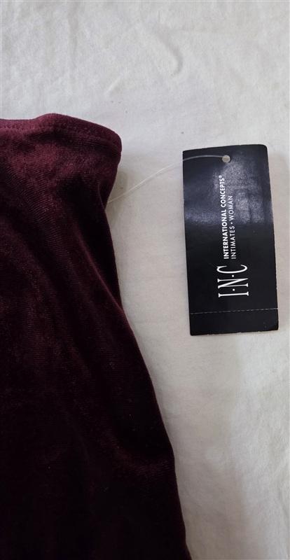 NWT I.N.C. 3X Plus Size Lace-Trim Velvet & Lace Cami Top Wine 136194