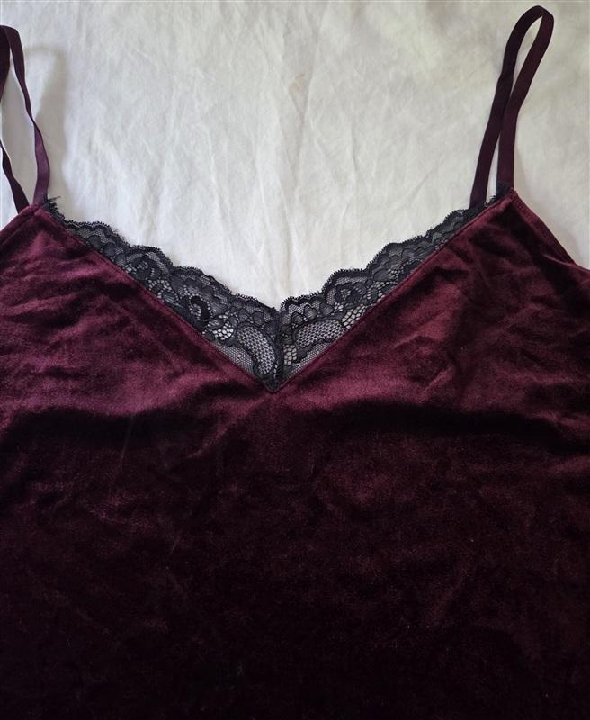 NWT I.N.C. 3X Plus Size Lace-Trim Velvet & Lace Cami Top Wine 136194
