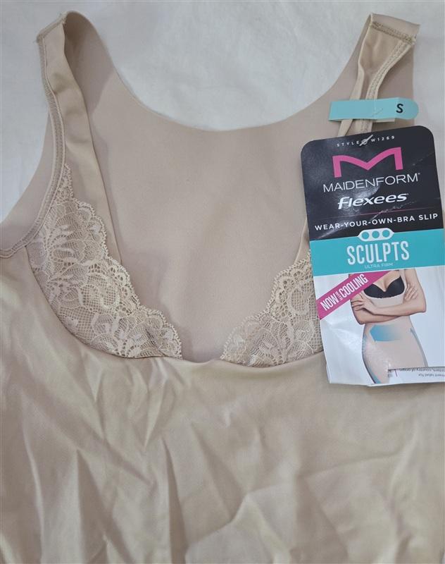 NWT Maidenform S WYOB Full Slip With Lace W1269 Beige 136195
