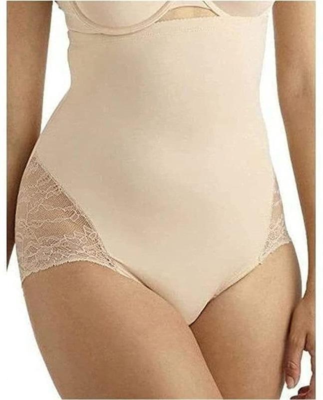 NWOT Naomi Nicole XL Little Lace a Lot of Shape Hi-Waist Brief 7355 Beige 136197