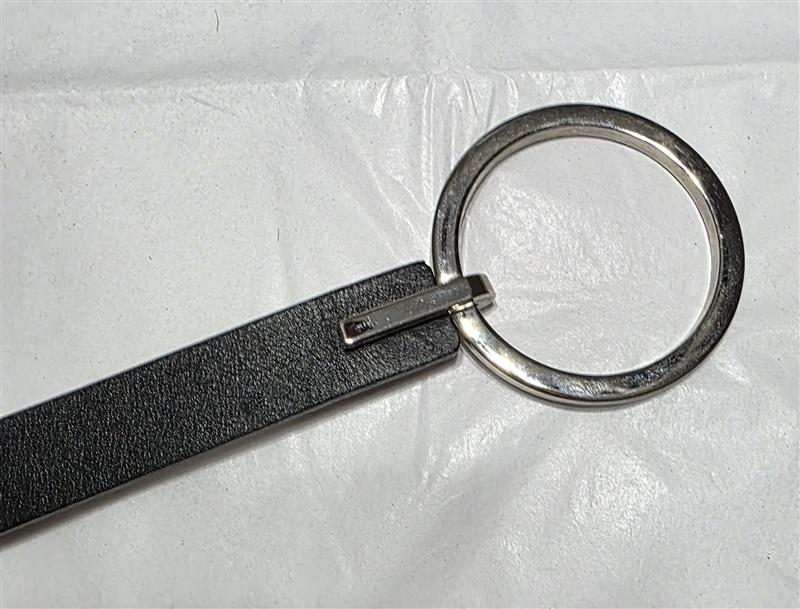 PO Talbots L Minimal O-Ring Buckle Belt Black Leather Italy 136200