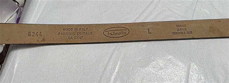 PO Talbots L Minimal O-Ring Buckle Belt Black Leather Italy 136200