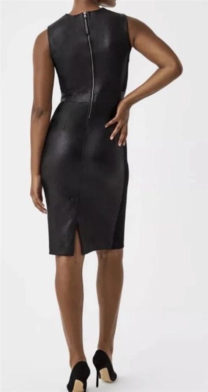 NWT Spanx XL Faux Leather Sleeveless Sheath Dress Black Stretch 20392R 136201