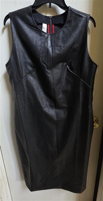 NWT Spanx XL Faux Leather Sleeveless Sheath Dress Black Stretch 20392R 136201