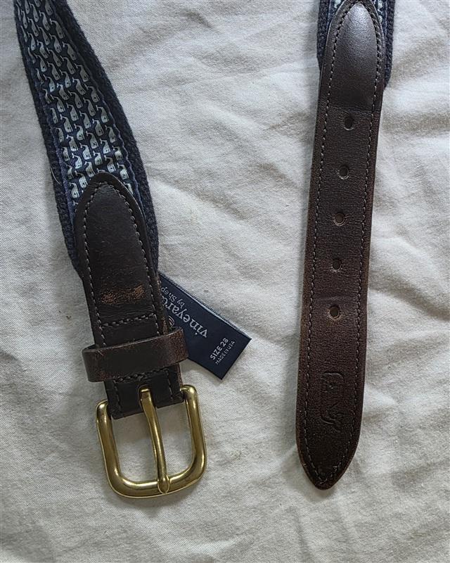 PO Vineyard Vines Shep & Ian 28 Prep School Blue Whale Brown Belt 136202