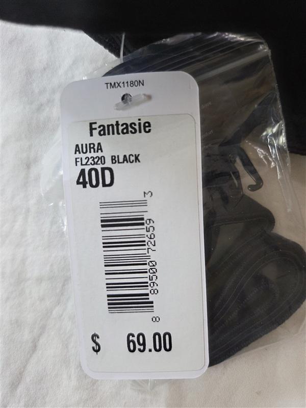 NWT Fantasie Aura 40D Underwire Moulded Strapless Bra FL2320 Black 136205