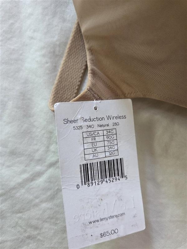 NWOTD Le Mystere 34G Sheer Seduction Wireless Bra 5325 Beige 136206