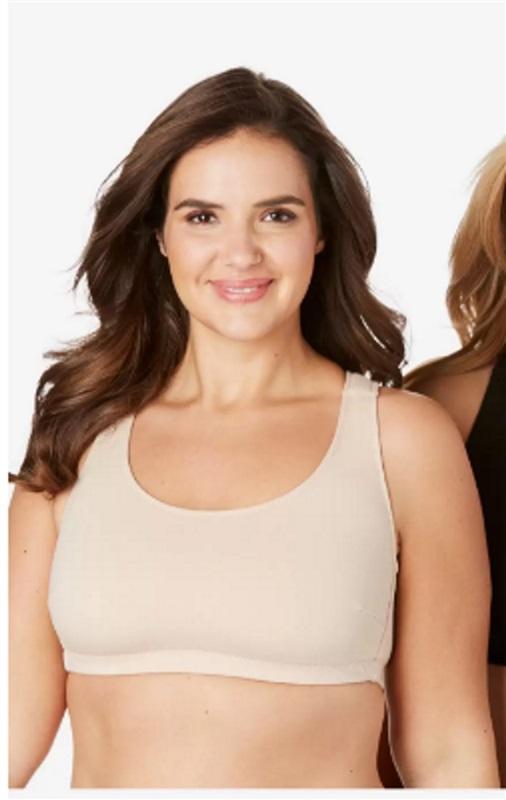 NEW Comfort Choice 2X Full Coverage Beige Wirefree Sports Bra #136207