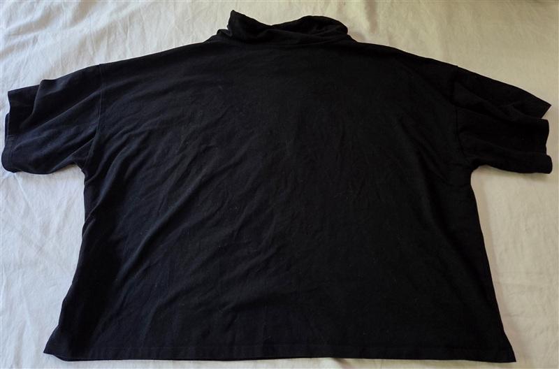NWOT Eileen Fisher LG Cowl Neck Organic Cotton Black Drawstring Top 136218