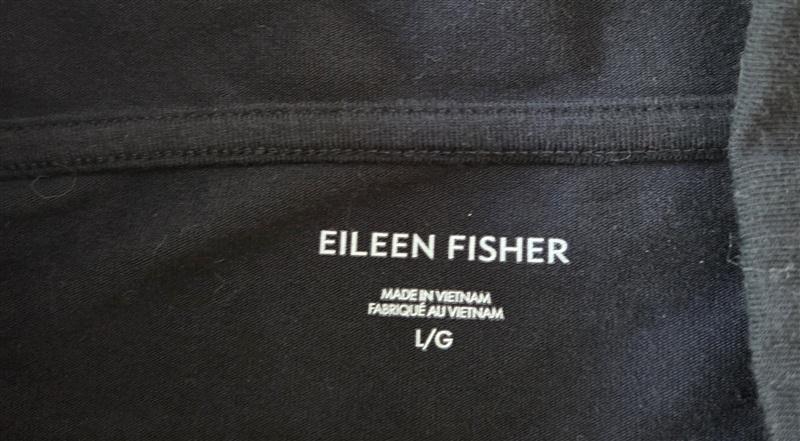 NWOT Eileen Fisher LG Cowl Neck Organic Cotton Black Drawstring Top 136218