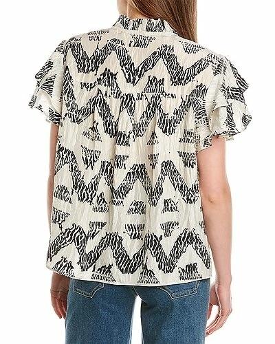 NWT Joie S Sidera B 100% Silk Top Cream & Black 136219
