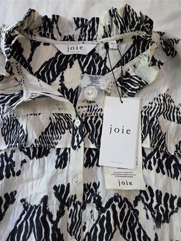 NWT Joie S Sidera B 100% Silk Top Cream & Black 136219