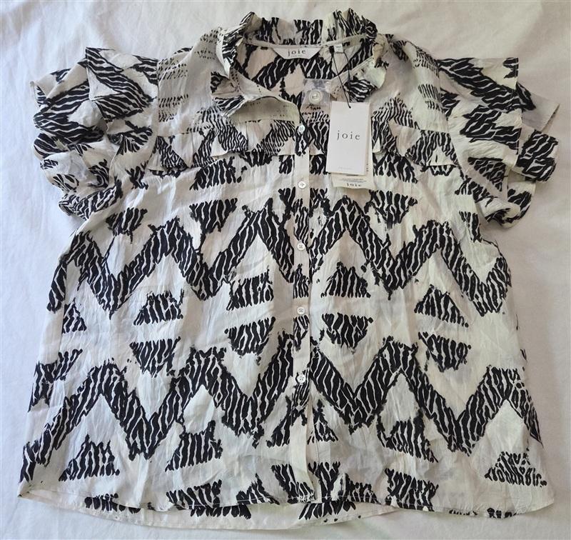 NWT Joie S Sidera B 100% Silk Top Cream & Black 136219