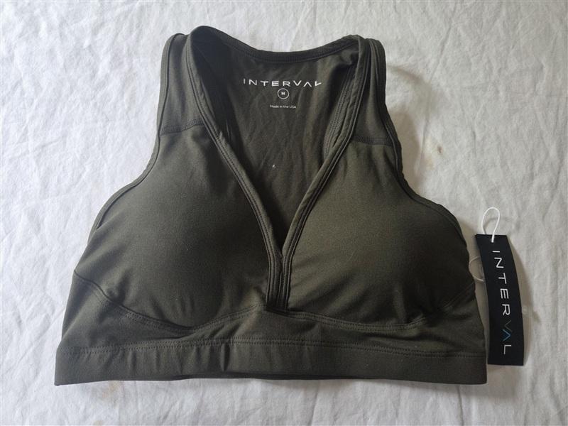 NWT Interval M Enhearten Yoga Sports Bra Stretch Gym Green 136223