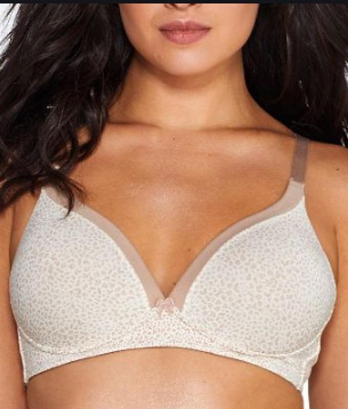 NWOT Warners 34B Invisible Bliss Cotton Wirefree Bra Lift RN0141A Cheetah 136234