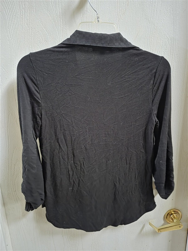 NWOT Skies are Blue XSP Black Pull Over Collared Shirt 136250