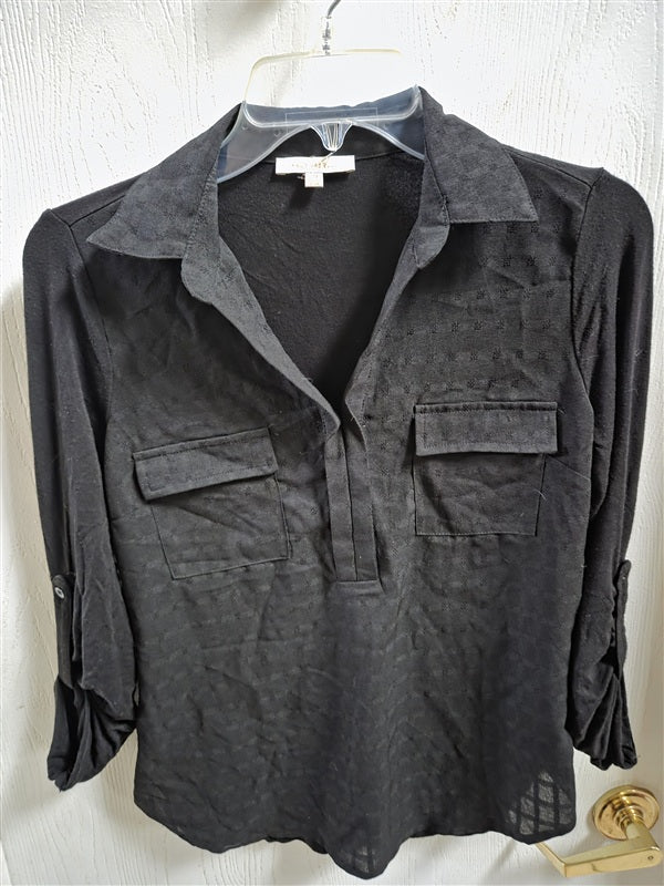 NWOT Skies are Blue XSP Black Pull Over Collared Shirt 136250