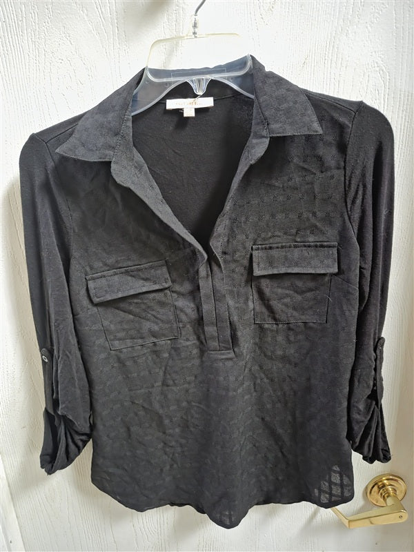 NWOT Skies are Blue XSP Black Pull Over Collared Shirt 136250