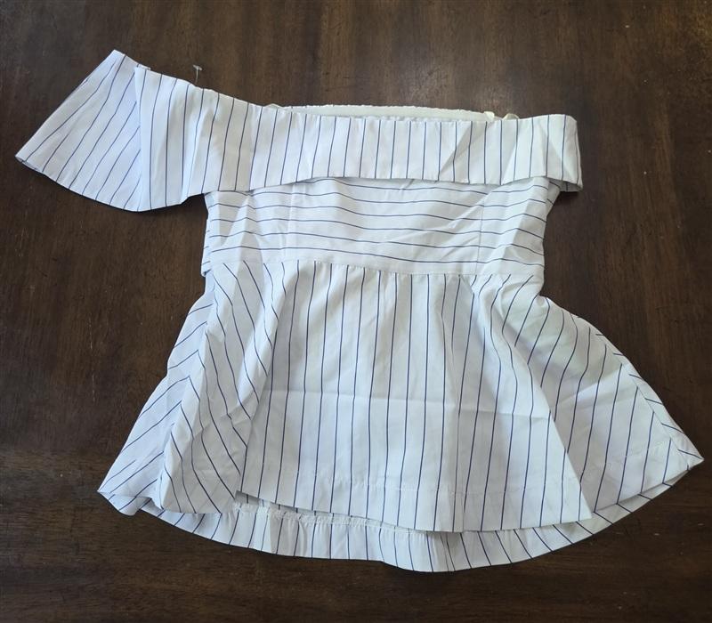 NWT Anthropologie J.O.A. SMALL 1 Shoulder Bow Waist Striped Wrap Top 136251