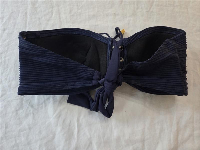 NWOT Michael Kors L Classic Bandeau Lace Up Ribbed Bikini Top Blue 136252