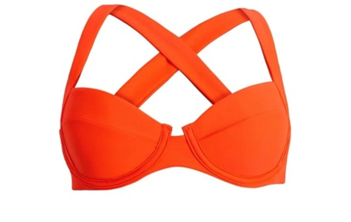 NWOT Pilyq M Perla Underwire Bikini Swim Top Neon Orange 136254