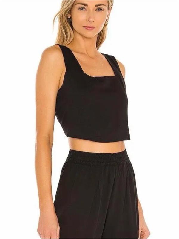 NWT Pilyq XS S Midnight Blair Cover Up Bow Back Crop Swim Top Black 136256