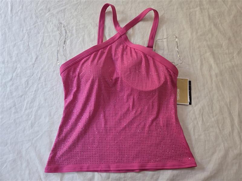 NWT MICHAEL KORS Boston Proper M Glamour Tankini Top Pink Rhinestone 136258