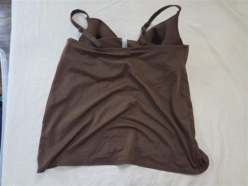 NWOT Cacique 40F V Neckline Underwire Swim Tankini Brown 136262