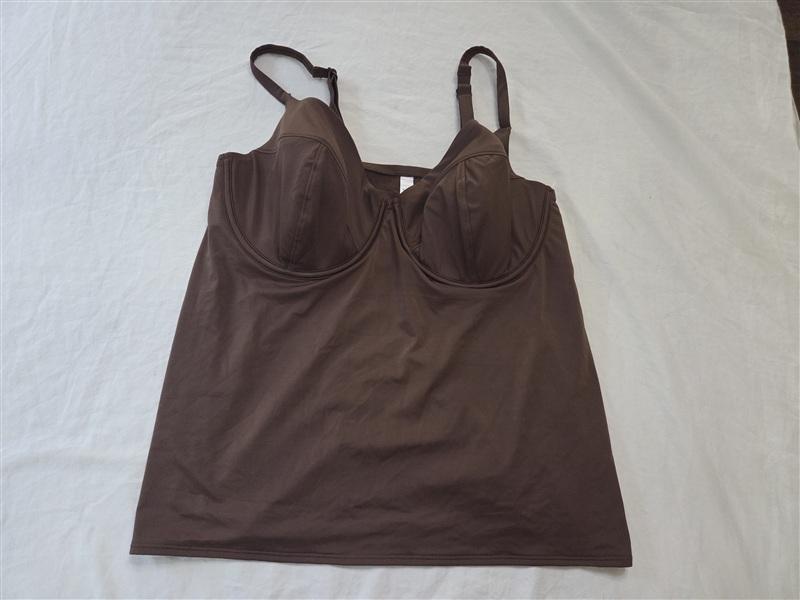 NWOT Cacique 40F V Neckline Underwire Swim Tankini Brown 136262