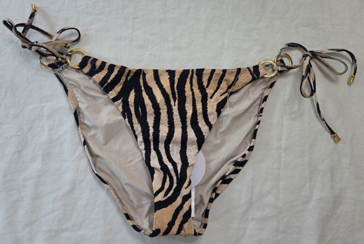 NWT Pilyq PQ M Cleo Link Tie Side Full Bikini Bottom Tiger 136263