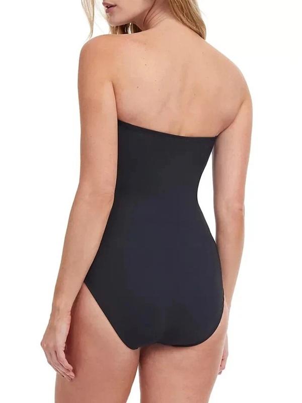 NWT Profile by Gottex 12 Onyx Black Gold Bandeau One Piece Swimsuit 136267