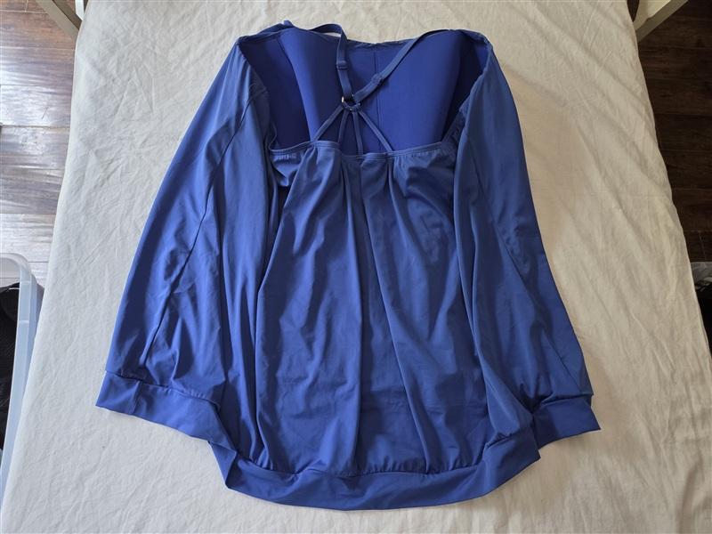 NWOT Cacique 40 Strappy Back Swim Dress Blue 136269