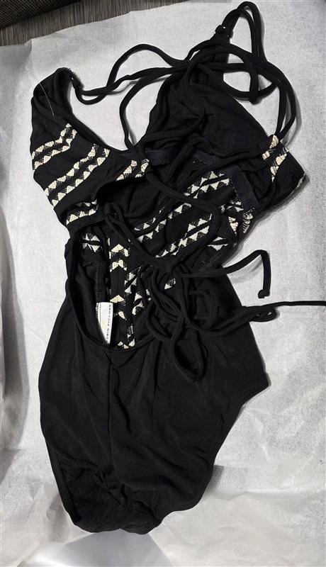 NWT Robin Piccone Naomi SZ 12 Chevron Stitched Halter One-Piece Swimsuit 136272