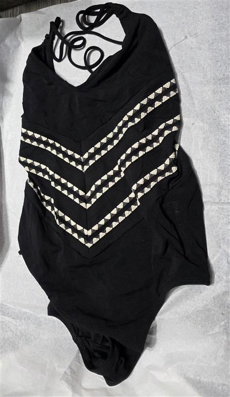 NWT Robin Piccone Naomi SZ 12 Chevron Stitched Halter One-Piece Swimsuit 136272