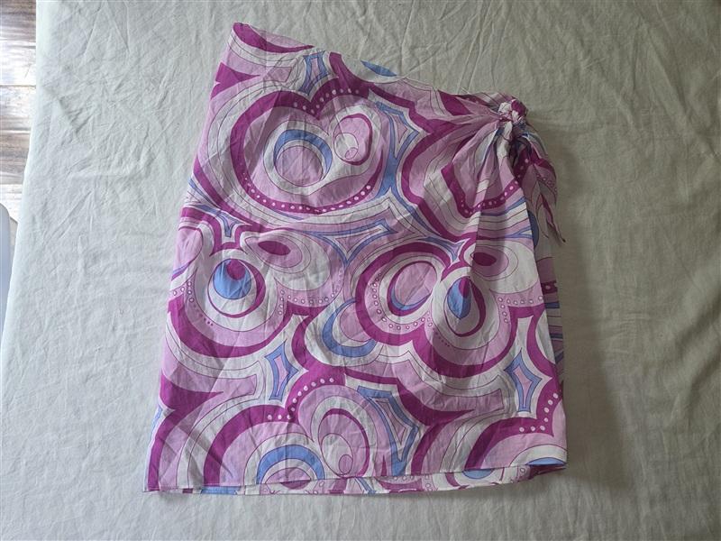 NWT Aqua Swim O/S Cotton Wrap Mod Skirt Swimsuit Cover Up Pink Purple 136285