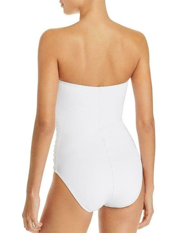 NWT Bleu Rod Beattie 8 White Smocked Bandeau 1pc Swimsuit 133507