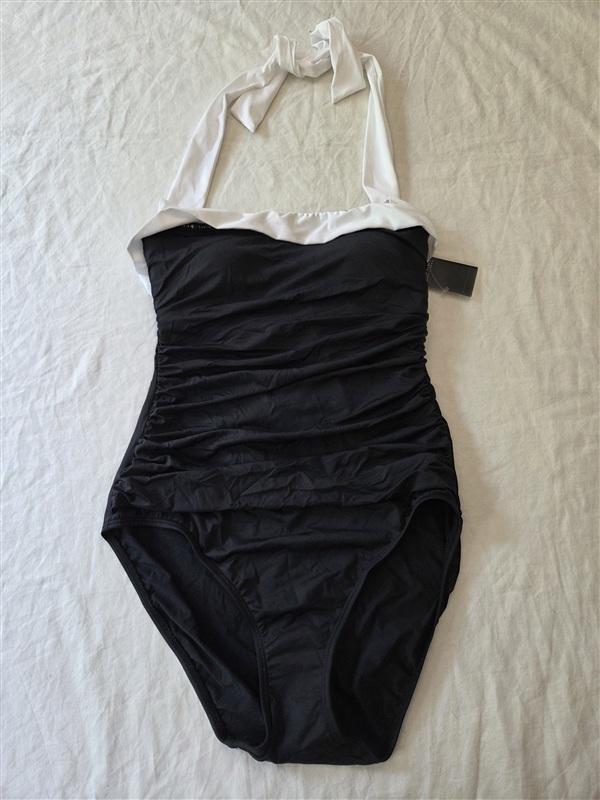NWT Ralph Lauren Bel Aire 8 Solid Halter Bandeau One-Piece Swimsuit 136292