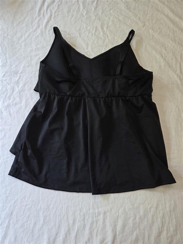 NWOT Cacique 20 V Neckline Ruffle Swim Tankini Black 136293